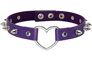 MILAKOO Punk Style Love Heart PU Leather Collar Choker Necklace with Rivets Spiked Accent