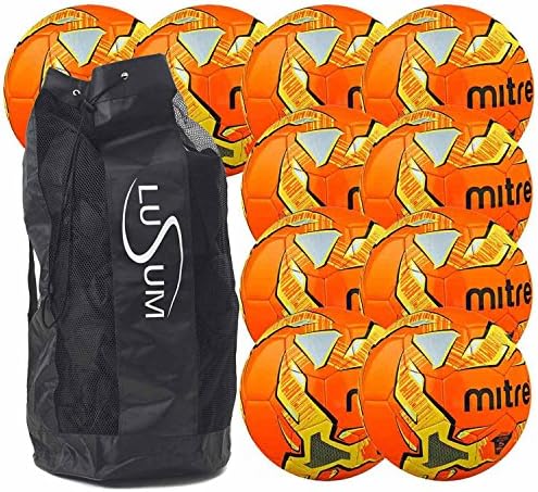 Mitre Primero Training Football 10 Pack with Heavy Duty Lusum Mesh Ball Bag …
