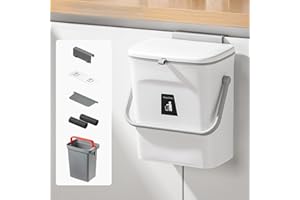BRYN Pattumiera Cucina, 9L Cestino Spazzatura Cucina, Appendere Pattumiera per Umido, per Campeggio, Camper, Bagno, Casa, Ufficio, Cucina, Camera da Letto （Bianco）