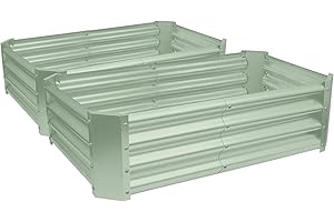 Harbour Housewares Raised Garden Bed - Green - 120 x 60cm - Rectangle - Pack of 2 - Bottomless Galvanised Steel Planter Box for Growing Outdoor Plants, Vegetables, Flowers and Herbs