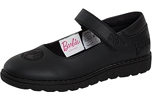 Barbie Scuola Scarpe Bambine Nero Opaco Chiusura Facile Suola Resistente Mocassini per Scuola