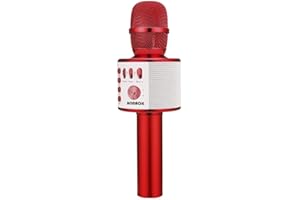 BONAOK Wireless Bluetooth Karaoke Mikrofon Kinder,Tragbares 3 in 1 Karaoke Mikrofon Bluetooth Karaoke, Home Party Ktv Microphone Lautsprecher für iPhone/Android Smartphone (Rot)