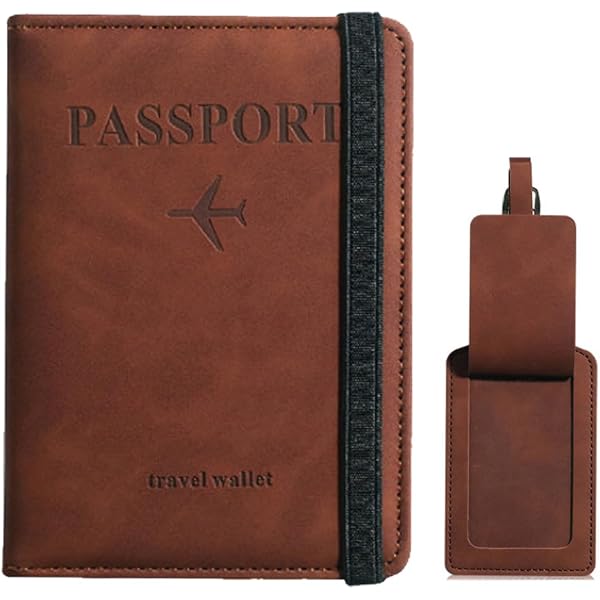 Custodia Passaporto Con Blocco RFID + Etichetta Valigia | Porta Documenti Viaggio In Pelle PU | 4 Slot Carte E 3 Scomparti