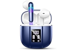 RENIMER Auriculares Inalambricos Bluetooth, Auriculares Bluetooth 5.3, 48H Estéreo HiFi Cascos Inalambricos Bluetooth con Reducción de Ruido, Comodidad Ligera, Carga Rápida USB-C, Azul(Segunda generación)