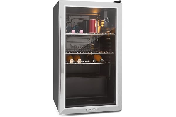 Klarstein Beersafe Dryckeskyl 80 L – Minikylskåp med glasdörr, Svart
