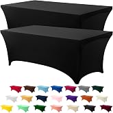KICHLY Spandex Tafelkleed Set Van 2, Zwart, 6FT, 183Lx76Wx76H cm