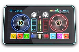 IDANCE MUSIKA Deejay - Mixeur DJ + Enceinte integree + Audio Loops + Disco LEDs + Scratch/SOUNDPADS Fonctions - Toucher Tactile.