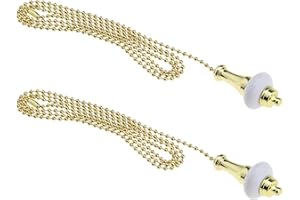 eMagTech 2 piezas de luz de techo interruptor de ventilador cable de tracción mango de peso extensión cadena cuentas acero inoxidable cerámica oro 1 m