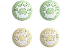 eXtremeRate PlayVital Copri Analogici per Nintendo Switch/OLED Joycon,Cover Levette Analogiche Silicone Thumb Grip Cap per Nintendo Switch Lite(Zampa di Gatto)-Matcha Verde&Crema