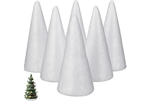HOLIBANNA Cono di a forma di cono per albero di Natale bianco, da tavolo, decorazione floreale, 6 pezzi, 24 cm