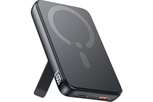 EISSIX Powerbank für Magsafe, Magnetische Power Bank 12000mah, PD 22.5W USB-A Ausgabe, Kabelloses Tragbares Ladegerät mit Typ-C-Eingang und -Ausgang, LED-Anzeige für iPhone 16/15/14/13/12/Pro/Pro Max Serie