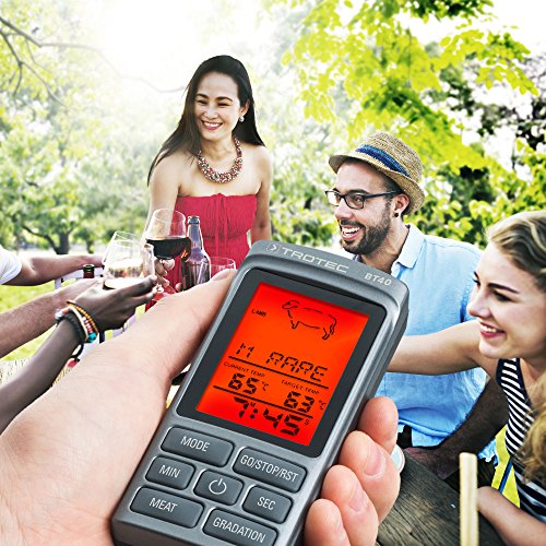 TROTEC BT40 Ofenthermometer kabelloses Grillthermometer Fleischthermometer Barbecue Digital BBQ Thermometer Funk Bratenthermometer bis 250 °C / 8 Fleischsorten einstellbar - 6