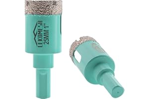 LEKOMESH Broca de Diamante - 2piezas 25MM Sierra de Corona con Vástago Triangular para Porcelánico Cerámica Mármol Granito Piedra Cuarzo,Punte Diamantate Brasate Sottovuoto