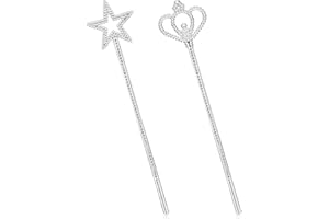 YQQYG 2 Pack Princess Wand, Glitter Fairy Wand, Angel Star Magic Wands, Crown Wands Magical Sticks Party Supplies, Costume Wands for Birthday Party Wedding Christmas Thanksgiving Holiday Shows