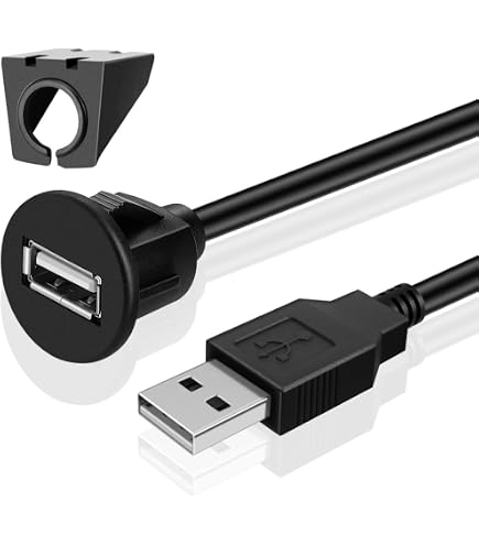 TNP USB AUX Flush Mount Cable, Dashboard Panel Dash Mount USB + 3.5Mm...