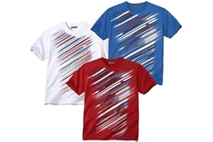 ATLAS FOR MEN - Zestaw 3 koszulek męskich - Okrągły dekolt - Krótki rękaw - Dostępne w dużych rozmiarach od M do 5XL