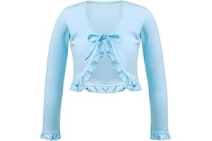 iEFiEL Kids Girls Cotton Long Sleeve Cardigan Knitted Sweaters Gymnastics Ballet Dance Front Knot Wrap Tops Coat Bolero