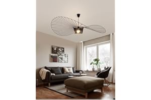 Qiaomao Suspension Vertigo Noir 140cm, Vintage Suspension Rétro Lustre Vertigo, Fibre De Verre+Polyuréthane De Chapeau LED E28 CréAtive Suspension Rétro Vertigo Salon, Églable en Hauteur