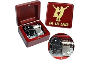 Sinzyo Music Box Vintage Wood Carved Mechanism Musical Boxs Gift For Birthday Valentine's Day Christmas Day(La la Land -Wine Red Box)
