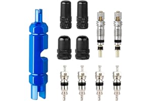 LAFOMUKEA Presta Valve Core, 11PCS Tyre Valve Core Removal Tool, Copper Tubeless Presta Valve Core, Tubeless Valve Core Bike Replacement for Tubeless Road MTB Bike Tires