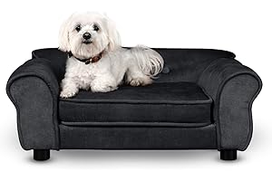 POSTERGALERIA Lit pour Chien, Chat Noir - canapé pour Chien, avec accoudoirs, Dossier, en Tissu Velours Durable, sur Pieds - canapé décoratif pour Petits Animaux, pour Chat, pour Petit Chien, Lapin