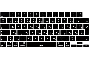 MiNGFi Silikon Deutsche QWERTZ Tastaturschutz für MacBook Pro/Max 14&16" M1-M4(A3185 A2485 A2780 A2991 A3403 A3186) Air 13,6&15,3" M2-M4(A3113 A3240 A2941 A3114 A3241) EU/ISO Tastaturlayout-Schwarz