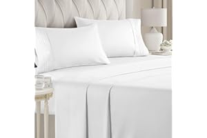 CGK Unlimited Queen-Size-Bettlaken-Set – atmungsaktiv und kühlend – Hotel-Luxus-Bettlaken – extra weich – Tiefe Taschen – einfache Passform – 4-teiliges Set – knitterfrei – bequem – weiß – 4-teilig