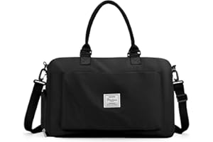 WINSPANSY Bolsa de Viaje，Gimnasio Mujer Hombre Portatrajes Impermeable con Compartimento Zapatos Viaje para El Fin De Semana Mamás Deporte La Piscina Viaje Gimnasio Gym Duffle Bag Negro