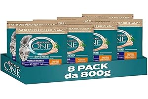 Purina One Bifensis Sterilcat Hairball Krokiety Koty sterylizowane kurczaka i zboża, 8 opakowań 800g