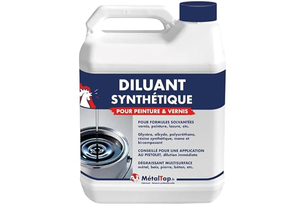 Metaltop - Diluant Synthetique - 1 L - Dégraisse efficacement les surfaces grasses et dilue peinture, laque ou vernis