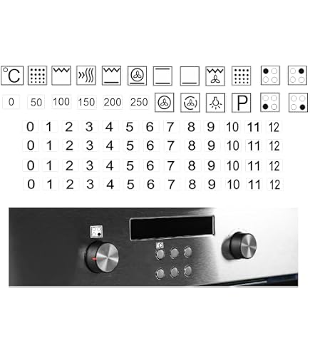 generisch - Lot d'autocollants pour cuisinière électrique - Symbole R74 - Noir, transparent - Vinyle - Résistant aux intempéries - Rectangulaire - Usage unique - Outdoor - Sticker