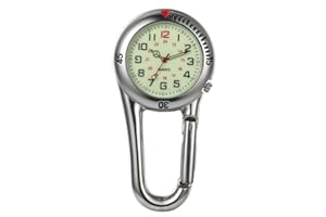 Silverora Taschenuhr Mit Karabiner Leuchtende Analog Quarzuhr Uhr Herren Damen Outdoor Rucksack Praktisch Krankenschwesteruhr Schwarz Silber