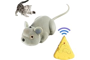 MYCREATOY Mini RC Fake Mouse Prank Toy with Cheese Controller, Automatic Moving & Remote Control Rat Realistic Stuffed Animal Plush Mouse Interactive Cat Toys Halloween Trick Spooky Funny Toy for Cats Dogs Kids