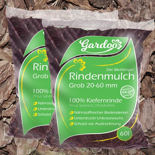 PALIGO Rindenmulch Mulch Garten Dekor Pinus Natur Wald Kiefer Grob 20-60mm 70l x 36 Sack (2.520l / 1 Palette) inkl. Versand