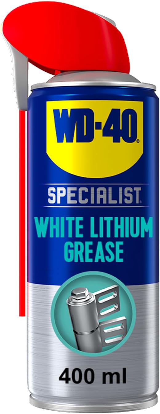 WD-40 Specialist White Lithium Grease Spray, 400ml, Long Lasting Spray Grease for Metal to Metal, Bearings, Hinges and Gears, Corrosion and Rust Protection