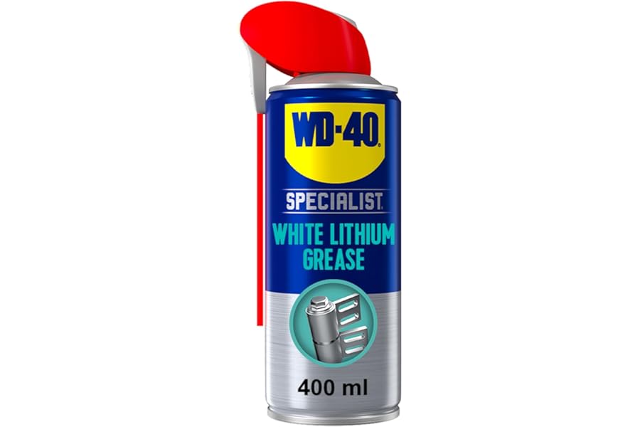 WD-40 Specialist White Lithium Grease Spray, 400ml, Long Lasting Spray Grease for Metal to Metal, Bearings, Hinges and Gears, Corrosion and Rust Protection