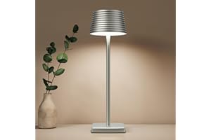 HYMZP Lámpara de Mesa Metálica,Lamparas de Mesita de Noche Recargable con toma USB, Lámpara inalámbrica con regulador táctil para Habitaciones, Restaurantes, Oficinas, Bares (Plata)