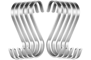 WEERSTONE S Hooks Stainless Steel S Shaped Hooks Heavy Duty Metal Hooks for Kitchen Utensils Office Bathroom Closet Workshop Garage Office Household Home Essential，10 Pack