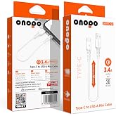 Onopo Android Uyumlu Type-C To USB Mini Kablo 3.4A Hızlı Şarj ve Data Kablosu 30cm - Q2 | 3.4A Hızlı Şarj | 480Mbps Veri Tran