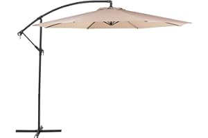 BELIANI Parasol ogrodowy beżowy na wysięgniku Ø300 cm podwieszany ciemnoszara stalowa rama