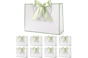 YIESEANG Large Gift Bags for Presents,Present Bags for Bridesmaids,Wedding,Birthday,Hen Party, Christmas,32x25x10cm,(White,8 Pack)