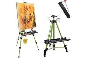 VICHIRSKIT Chevalet 57-157 cm Chevalet Réglable, Aluminium Grand Chevalet De Studio,Trépied D'affichage Réglable En Aluminium Avec Sac Portable, Chevalet Trépied Pour Peinture Artistique Et Publicité, Vert
