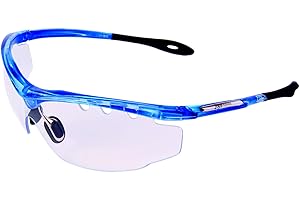 Rapid Eyewear Ace SPORTS GLASSES WITH CLEAR SAFETY LENS For Squash, Cycling, Shooting and Sailing. Transparent Sunglasses For Men & Women. UV 400 Protection. Impact Resistant. Blue