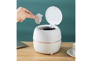YUZITA Pattumiera in plastica con coperchio, mini pattumiera da scrivania con coperchio, piccola pattumiera per casa, ufficio, 50 sacchetti di plastica