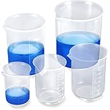 Messbecher Set Kunstoff 5 Stk. Messbecher 50ml 100ml 150ml 250ml 500ml Meßbecher aus PP Labor Messbecher mit Maßstab Mark (Tr