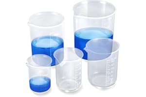 ZITFRI 5 Pcs Bécher Gradué 50/100 / 150/250 / 500ml Verres Doseurs en Plastique Transparent pour Cuisine et Laboratoire