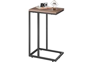 WLIVE Mesa Auxiliar Salon de Estilo Industrial, Mesa Lateral Estrecha para Dormitorio, Mesa de Café, FÁcil de Montar, 38,5 x 30 x 62cm，Marrón