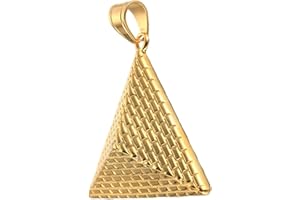 PAURO Stainless Steel Vintage Egyptian Pyramids Pendant Gold Chain for Mens Necklace Wedding Promise