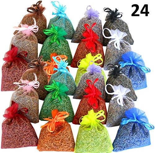 24 organza bags filled with dried lavander flowers 7 x 9 cm (10gr stuffed into our multicolored bags) - Very fragrant