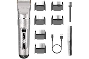 NWOUIIAY Tagliacapelli Professionale Elettrico Macchinetta Per Capelli Regolabarba Uomo Impermeabile IPX7 Lama Regolabile Ceramica Titanio Schermo LCD
